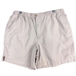 Izod PFX Shorts Mens XL Khaki Cotton Elastic Waist Drawstring Casual Comfort